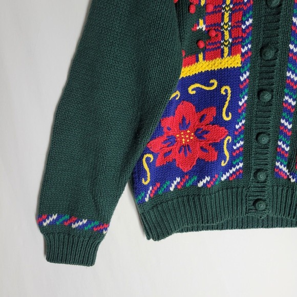 Bryn Connelly Women's Sweater Green Embellished Button Down Cardigan Size Small - Picture 4 of 10